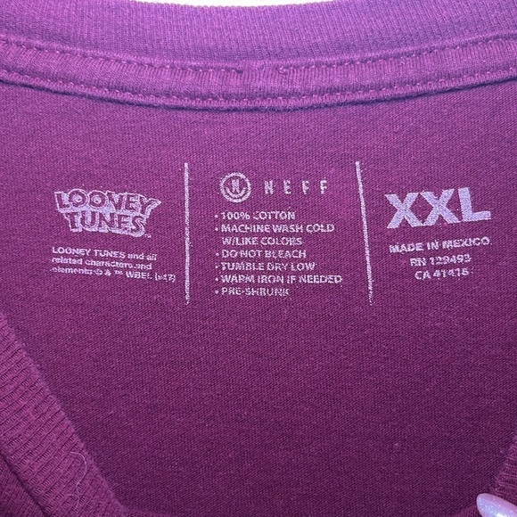 Neff Looney Tunes maroon Bugs Bunny what’s up, Doc T-shirt size XXL - Picture 5 of 7